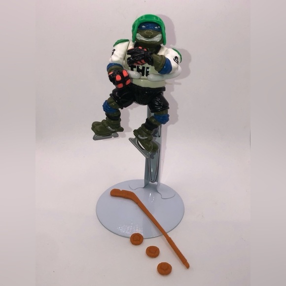 90S TMNT Slap Shot Leo Action Figure 100% Complete w Accessories - Picture 1 of 4